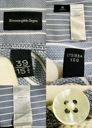 Оригінальна бавовняна сорочка ermenegildo zegna блакитного кольору у смужку4 фото