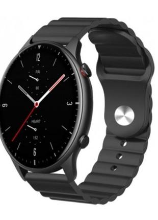 Ремешок силиконовый 22мм  для xiaomi amazfit stratos 3 | gtr 47 | gtr 2 | gtr 3/pro  wave bewatch черный1 фото