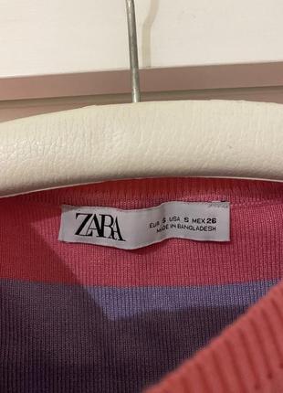 Кроп топ zara вʼязаний віскоза смугастий в полосочку рожевий топік майка блуза блузка зара xs s8 фото