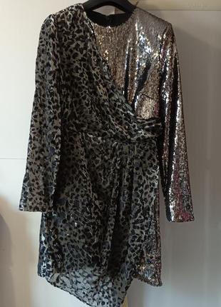 Гламурна сукня плаття р. s/м asos пайєтки оксамит велюр леопард