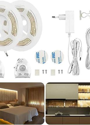 Світлодіодний приліжковий світильник aveylum з датчиком руху, стрічка теплого білого світла для ліжка, поло