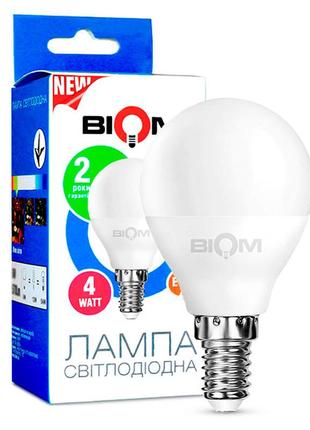 Светодиодная лампа biom bt-546 g45 4w e14 4500k (шар)