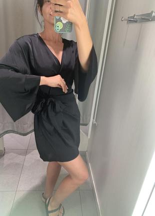 Платье h&m новый год корпоратив черное сатин атлас