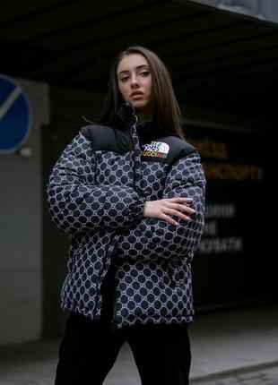 Куртка пуховая tnf gucci черная женская2 фото