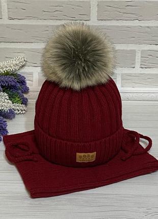 Зимовий комплект шапка хомут2 фото