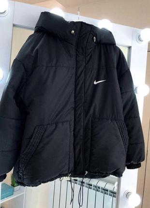 Зимняя куртка с капюшоном, два кармана, молния, кнопки,цвет: черный, белый, бежевый ▫️ наполнитель: силикон 2003 фото