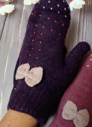 Жіночі теплі рукавиці рукавички з вовни тёплые женские рукавицы варежки2 фото