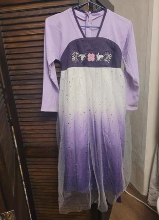 Платье детское нарядное карнавальное - принцесса, фея - с меховой накидкой и обручем (11-12 лет)