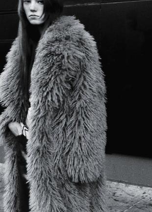 Стильная новинка new zara длинный шуба шубка пальто из искусственного меха зара