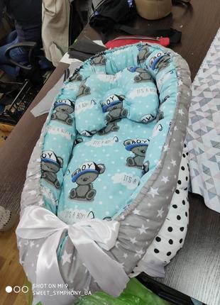Кокон позиционер с подушкой двусторонний для новорождённых1 фото