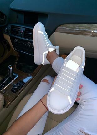 😍рефлективні маквины😍🔷alexander mcqueen white reflective🔷жіночі кросівки/кеди маквин
