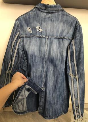 Стильная мужская рваная джинсовая куртка-пиджак6 фото