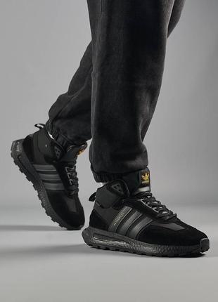 Зимові чоловічі кросівки adidas originals retropy e5 black fur
