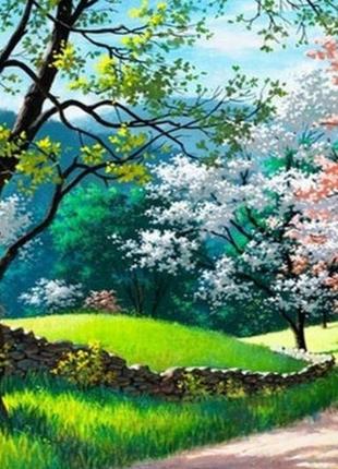 Алмазна мозаїка пейзаж дорога в саду 35 * 50 см за номерами