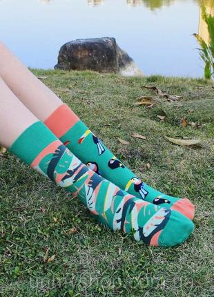 Супермодные  и яркие носки для унисекс. разно-парные носки в одном стиле. тукан5 фото