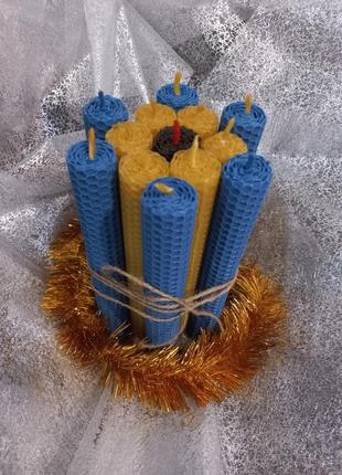 Новорічні свічки,  набір свічок подарунковий,  ручна робота,  свічки з вощини3 фото