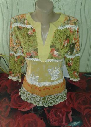 Красива горчична кофточка, блуза в сіточку л
