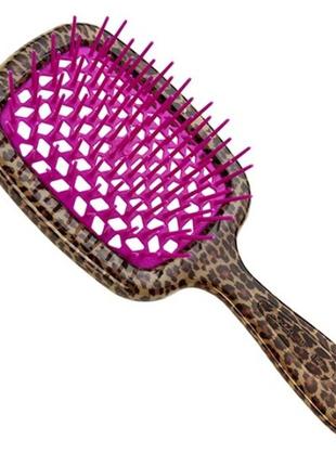 Гребінець для волосся janeke superbrush 1830 the original italian patent леопардовий з фіолетовим\фуксія