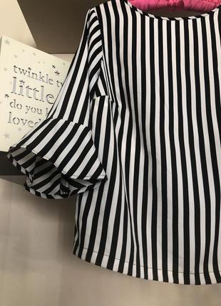 Стильная блузка прямого-свободного кроя, блузка в черно белую полоску4 фото