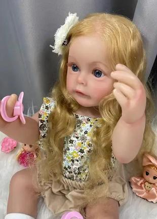 Реалистичная кукла реборн (reborn) 55 см, взрослая девочка винил силиконовая с длинными волосами, как живая5 фото