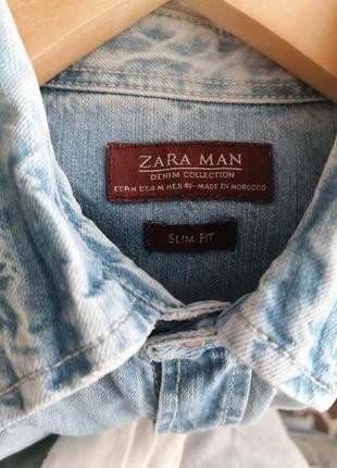 Джинсовая рубашка zara с ручной росписью3 фото