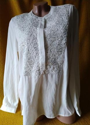 Блуза жіноча, молочного кольору з паєтками, р. 38, 40,46