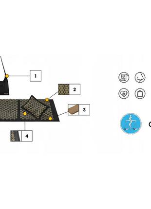 Коврик акупунктурный с подушкой 4fizjo eco mat xl аппликатор кузнецова 4fj0291 black/gold5 фото