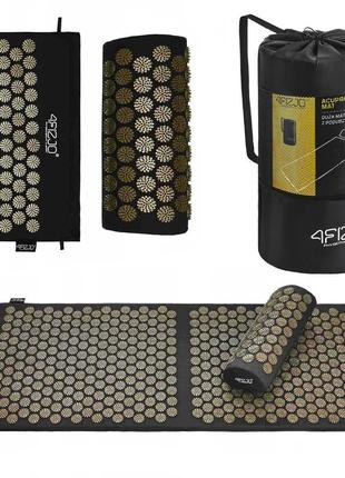 Килимок акупунктурний з валиком 4fizjo classic mat xl аплікатор кузнєцова 4fj0346 black/gold