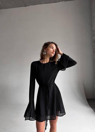Женское платье из креп шифона цвет черный р.42/44 4466954 фото