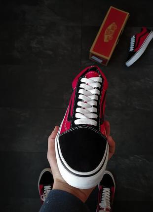 Кеды мужские vans old skool, красные (ванс олд скул, вансы, венс, кроссовки, кеди, обувь)5 фото