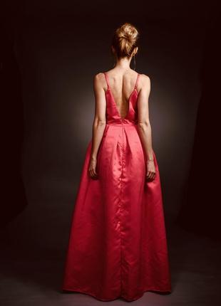 Рожеве вечірнє плаття фуксія xs довге класичне плаття на тонких бретелях3 фото