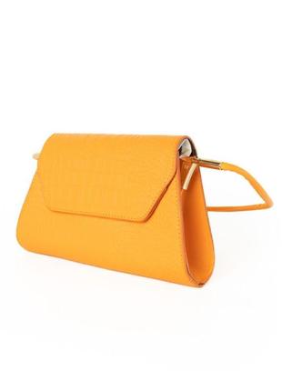 Сумка жіноча, стильний клатч, маленька сумочка через плече, міні сумка екошкіра, помаранчова