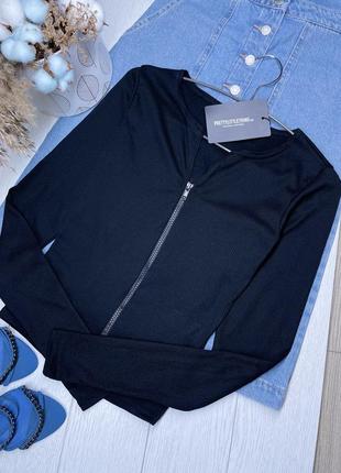 Новая чёрная кофта plt xs кофта в рубчик короткий топ