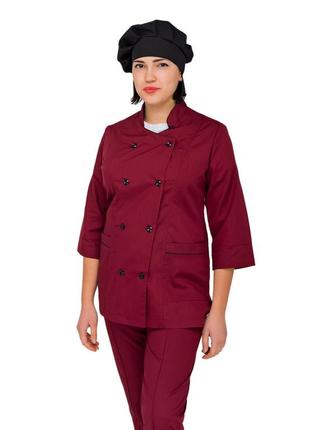 Поварской костюм женский бордовый2 фото