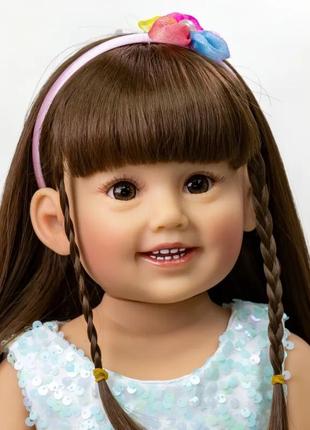 Велика лялька реборн (reborn) 55 см, гарна доросла дівчинка з вініл силіконовим тілом та довгим волоссям6 фото