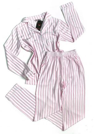 Выбор цвета женская пижама с рубашкой и штанами полоска2 фото