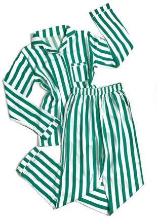 Выбор цвета женская пижама с рубашкой и штанами полоска7 фото