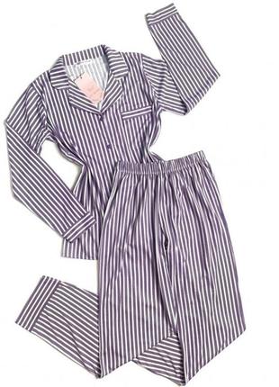 Выбор цвета женская пижама с рубашкой и штанами полоска3 фото