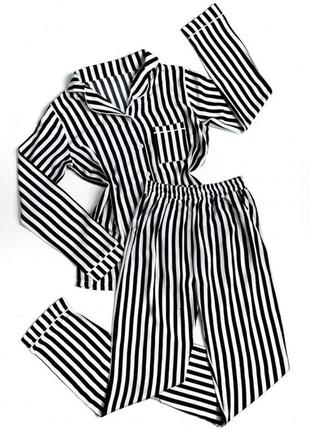 Выбор цвета женская пижама с рубашкой и штанами полоска5 фото