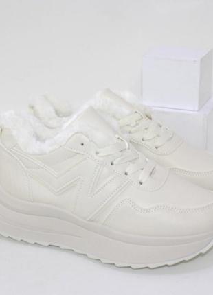 Свет бежевые зимние кроссовки на шнурках