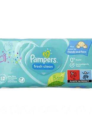 Вологі серветки pampers без клапана 52 шт.