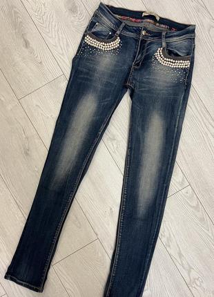 Джинсы джинсы с бусинками2 фото
