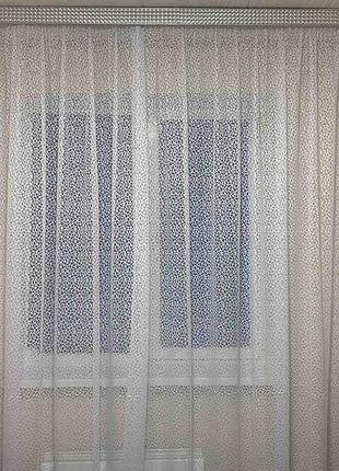 Тюль-павутинка жакардова біла в зал