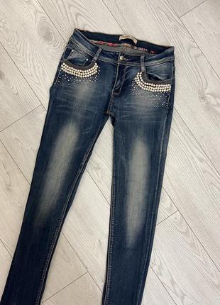 Джинсы джинсы с бусинками4 фото