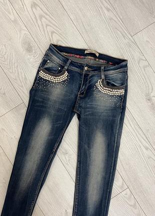 Джинсы джинсы с бусинками3 фото