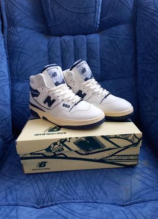 New balance 650 кросівки чоловічі шкіряні біло сині зимові з хутром високі