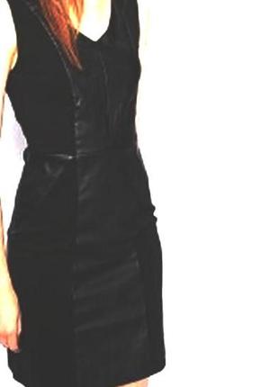 Платье сарафан из мягкой замши и кожи