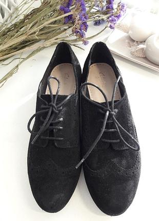 Туфли замшевые черные clarks