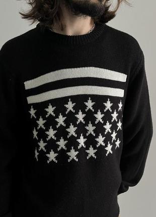 Hm wool blend sweat свитер кофта свитшот вязаная черная оригинал теплая звездочки интересная стильная5 фото