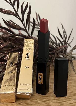 Оригінал помада yves saint laurent rouge pur couture the slim velvet radical 308 radical chili